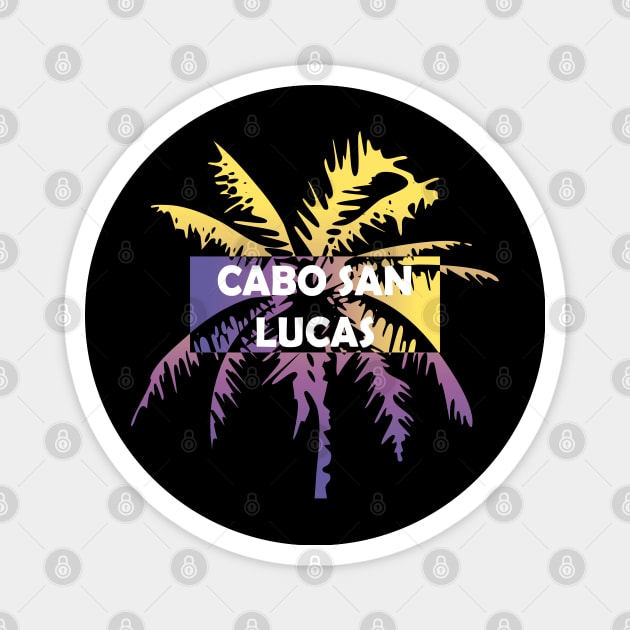 Cabo San Lucas Mexico Neon Tropics Vacation Palm Trees Magnet by FilsonDesigns